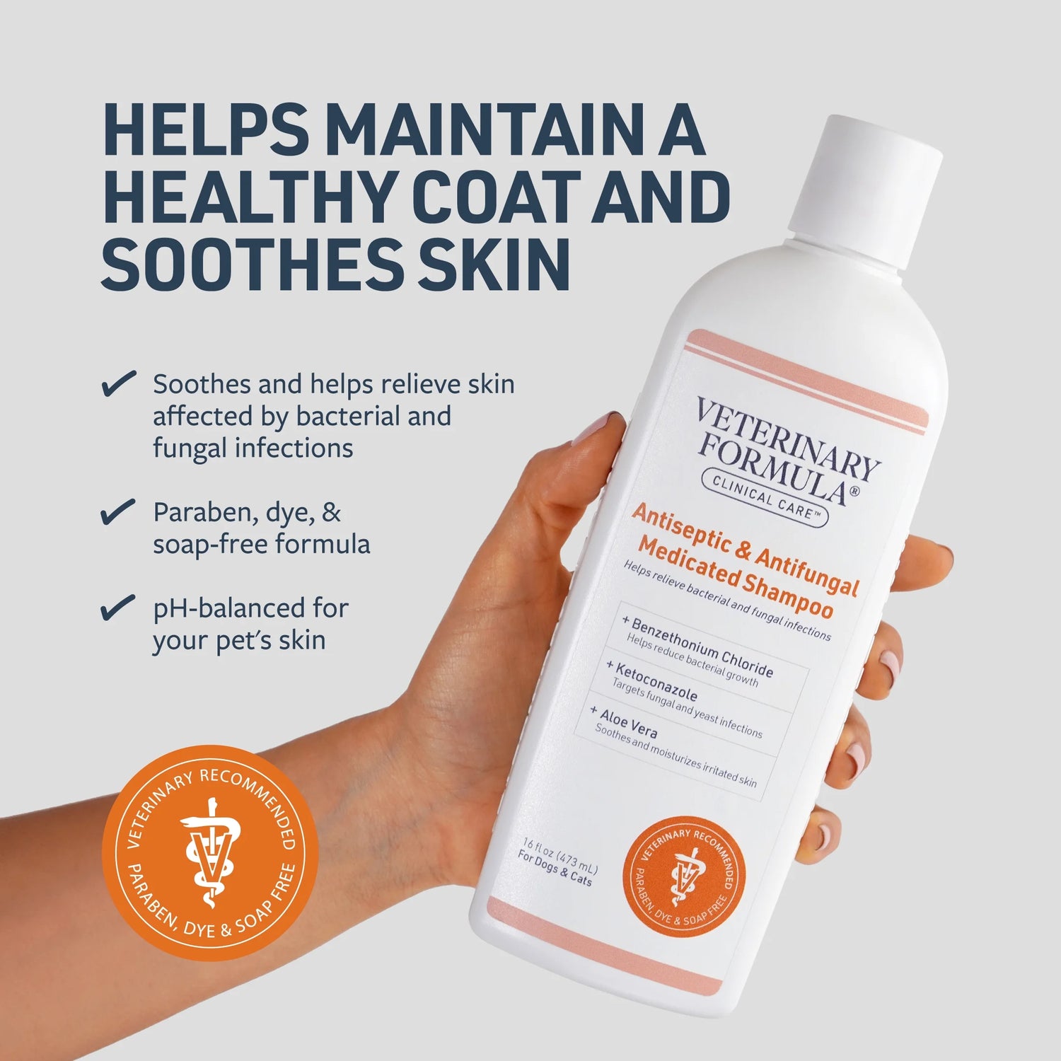 Clinical Care Antiseptic and Antifungal Medicated Shampoo for Dogs & Cats, 16Oz