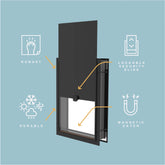 Black Aluminum Large Pet Door for Pets up to 100 Lbs
