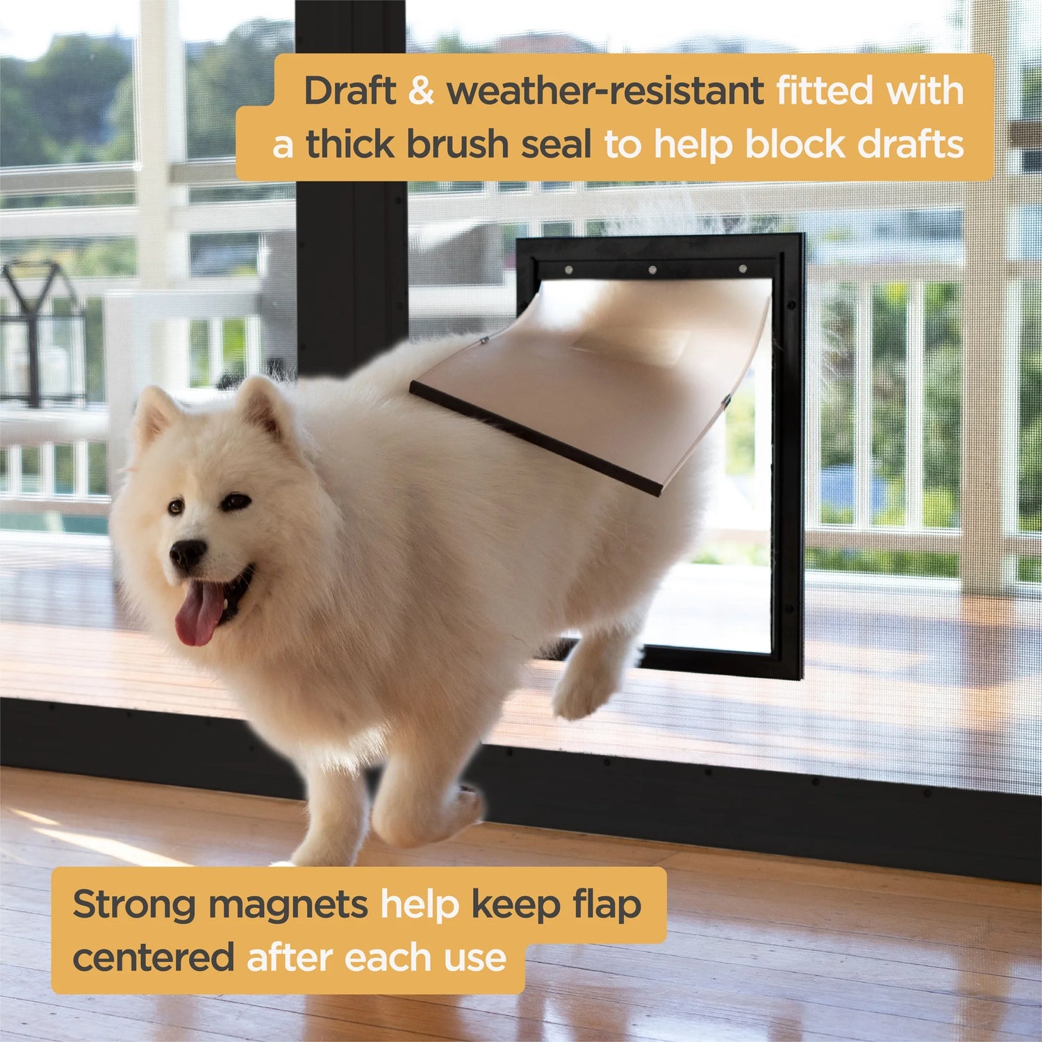 Black Aluminum Large Pet Door for Pets up to 100 Lbs