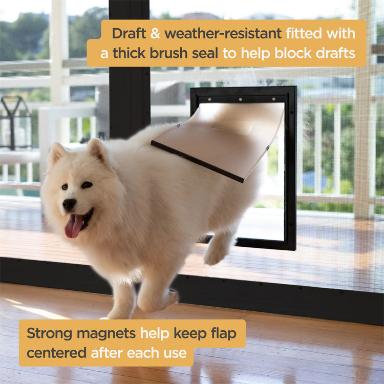 Black Aluminum Large Pet Door for Pets up to 100 Lbs