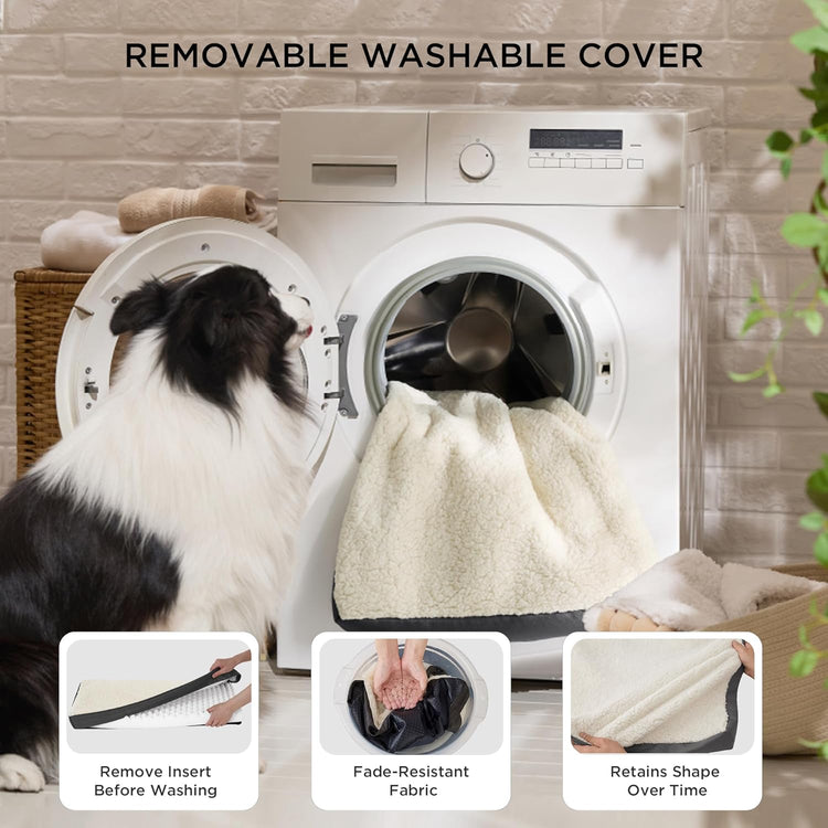 XL Dog Beds Large Sized Dog -Comfy Flat Extra Large Pet Beds with Removable Washable Cover, Orthopedic Egg Crate Foam Mat, Suitable for Pet up to 100 Lbs