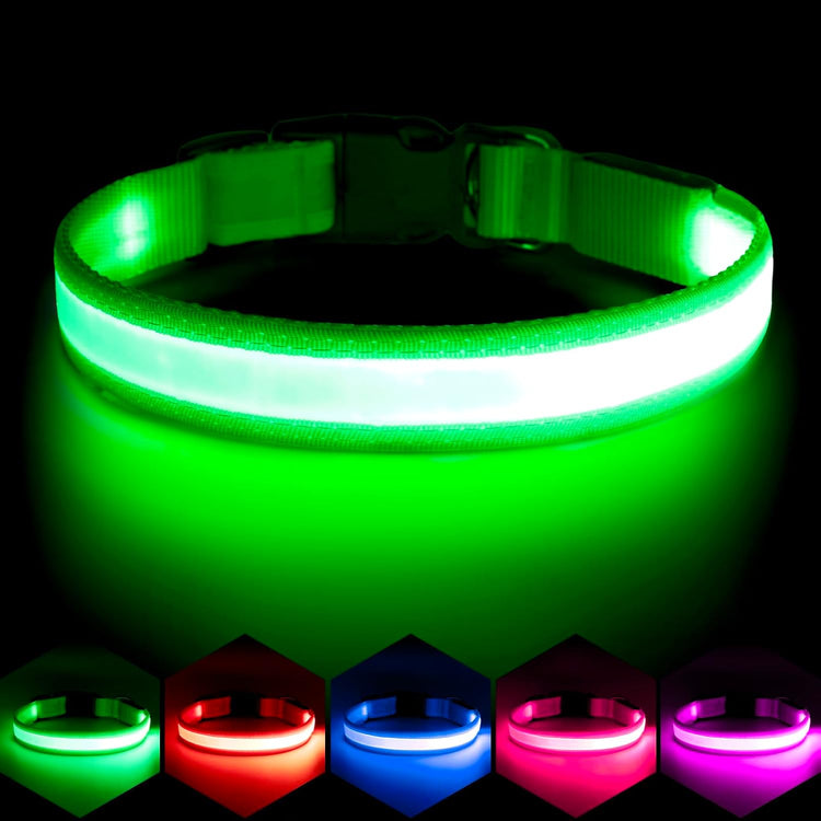 LED Dog Collar, Light up Dog Collar Adjustable USB Rechargeable Super Bright Safety Light Glowing Collars for Dogs(Small,Red)