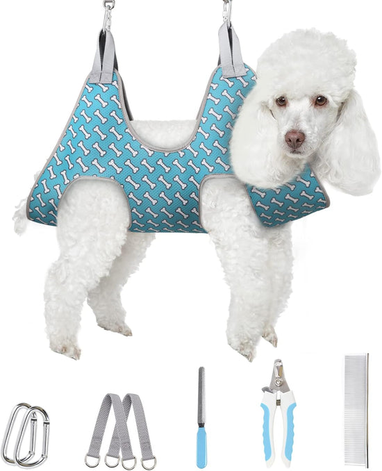 Pet Grooming Hammock Harness for Cats&Dogs,Relaxation Hammock Restraint Dog&Small Animal Leashes Sling for Grooming and Nail Trimming Clipping Grooming L(Legs Spacing:10.6&