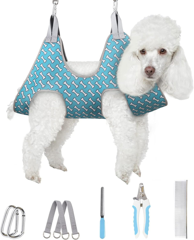 Pet Grooming Hammock Harness for Cats&Dogs,Relaxation Hammock Restraint Dog&Small Animal Leashes Sling for Grooming and Nail Trimming Clipping Grooming L(Legs Spacing:10.6&