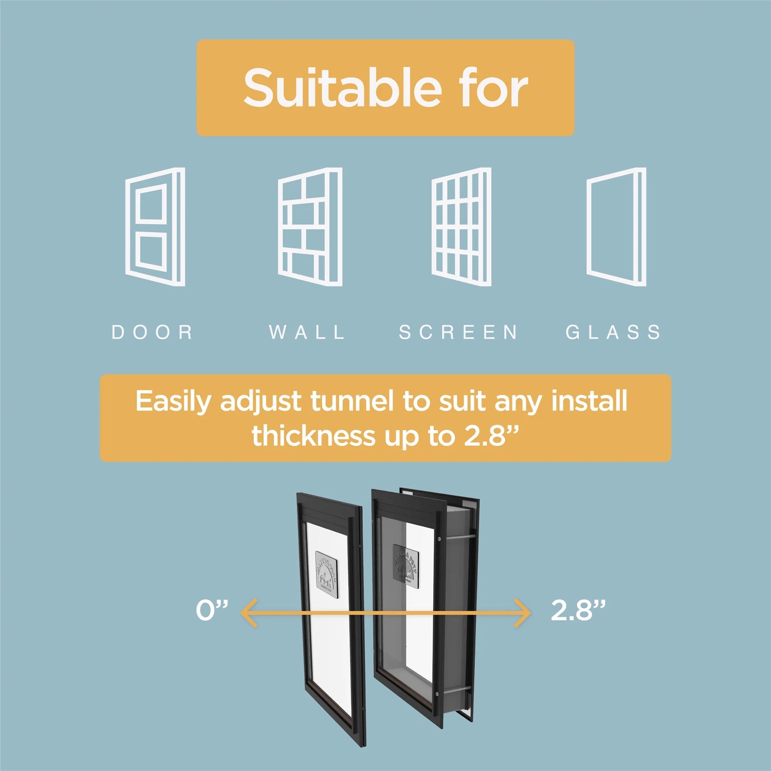 Black Aluminum Large Pet Door for Pets up to 100 Lbs