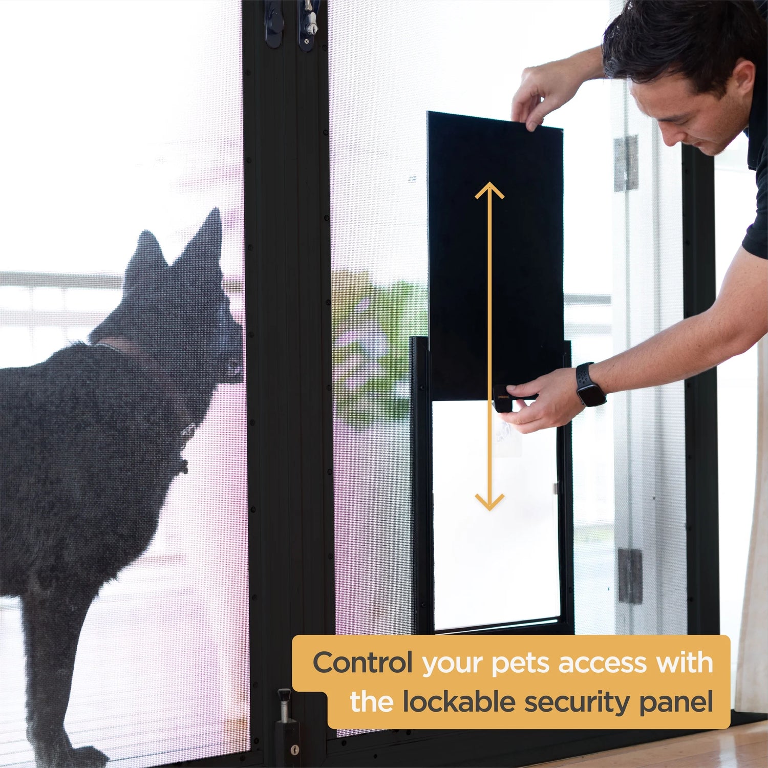 Black Aluminum Large Pet Door for Pets up to 100 Lbs
