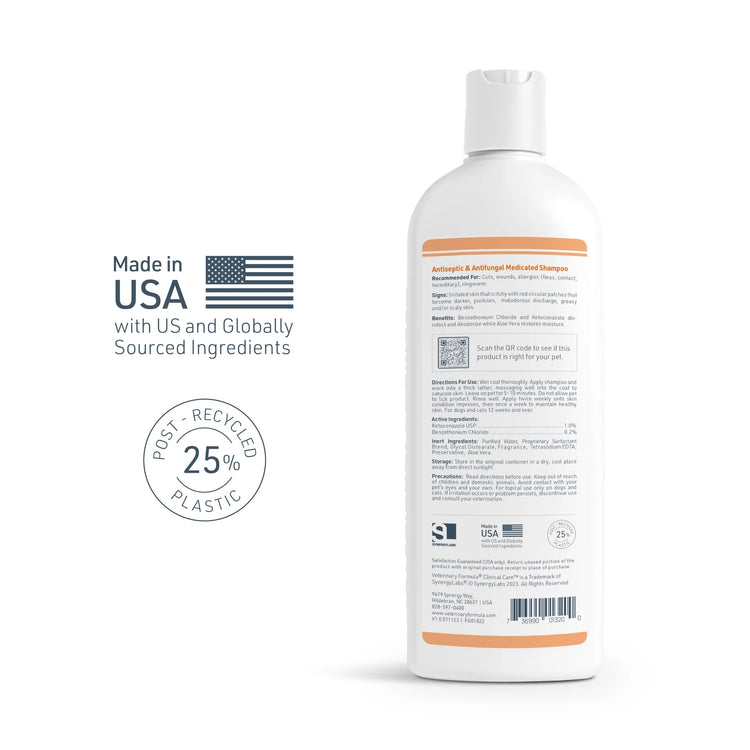 Clinical Care Antiseptic and Antifungal Medicated Shampoo for Dogs & Cats, 16Oz