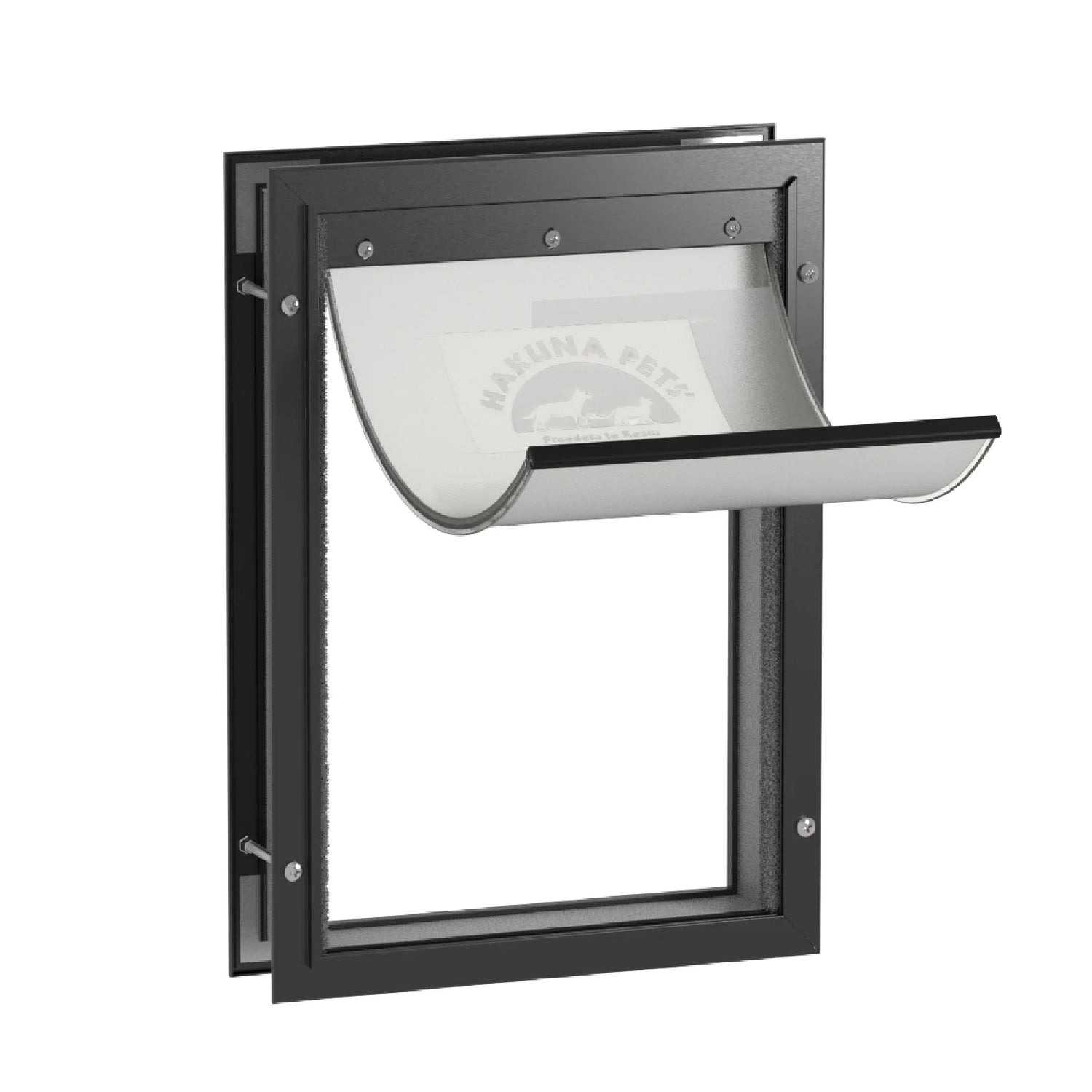 Black Aluminum Large Pet Door for Pets up to 100 Lbs
