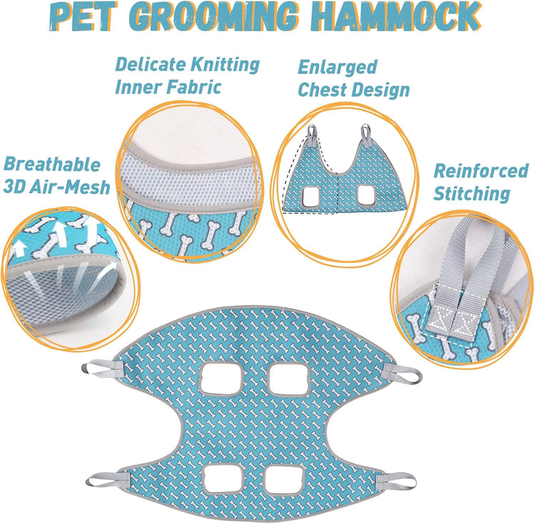Pet Grooming Hammock Harness for Cats&Dogs,Relaxation Hammock Restraint Dog&Small Animal Leashes Sling for Grooming and Nail Trimming Clipping Grooming L(Legs Spacing:10.6&